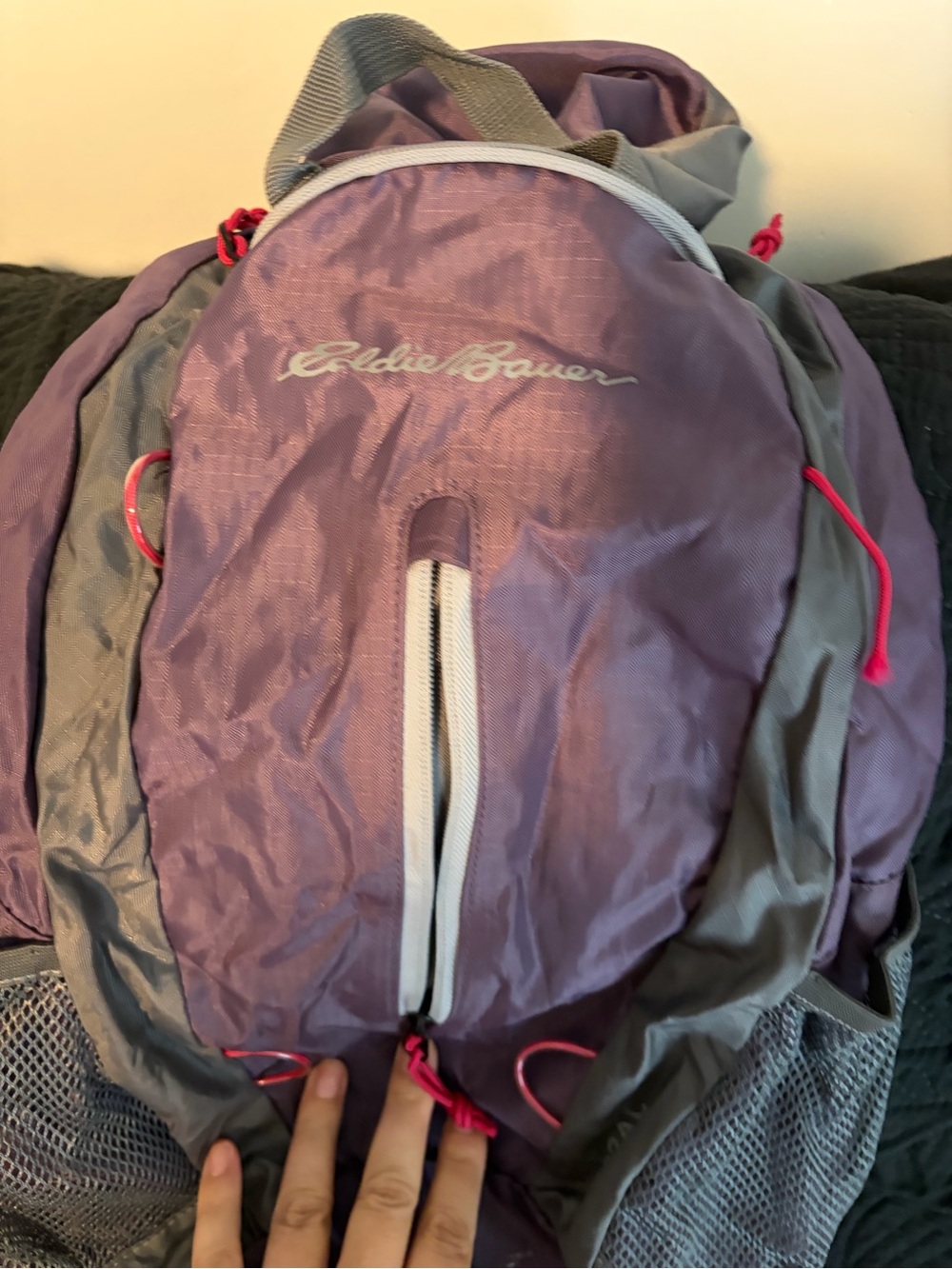 Eddie Bauer Purple and Gray Women's Backpack with Pink Accents